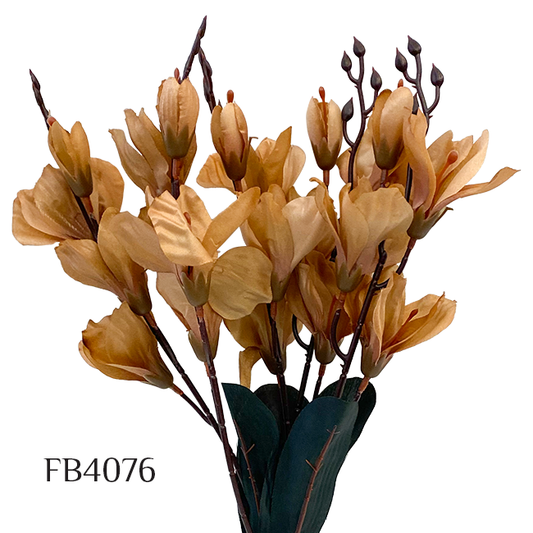 Artificial Magnolia Flower Silk Flowers 6 Branches Faux Flower Bouquet Home Wedding Decoration Home Decor Party Garden Office (FB4076)