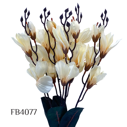 Artificial Magnolia Flower Silk Flowers 6 Branches Faux Flower Bouquet Home Wedding Decoration Home Decor Party Garden Office (FB4077)