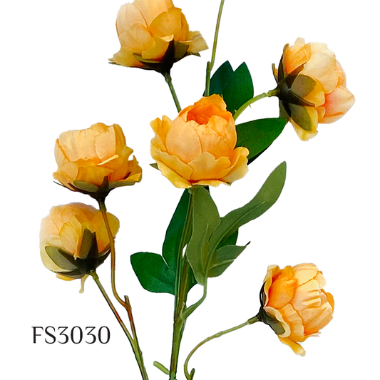 Artificial 6 Heads Peony Bouquet with Leaves Wedding Floral Garden Decor (FS3030)