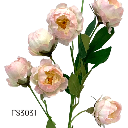 Artificial 6 Heads Peony Bouquet with Leaves Wedding Floral Garden Decor (FS3031)