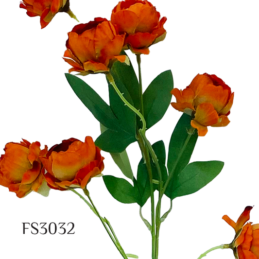 Artificial 6 Heads Peony Bouquet with Leaves Wedding Floral Garden Decor (FS3032)