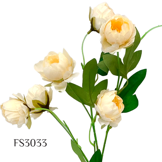 Artificial 6 Heads Peony Bouquet with Leaves Wedding Floral Garden Decor (FS3033)
