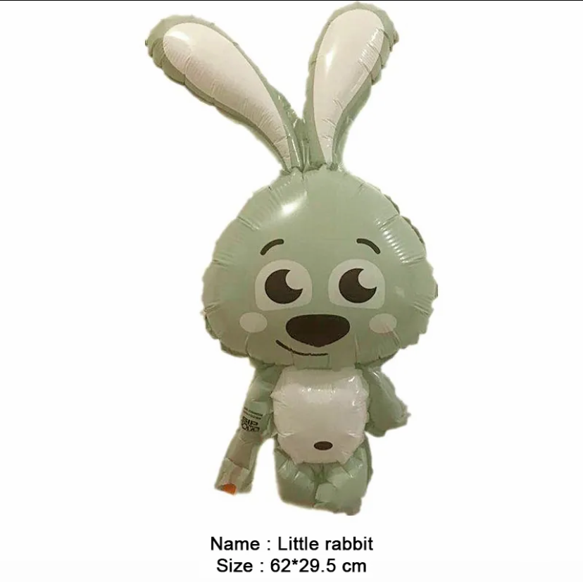Jungle Cartoon Animal Balloon Rabbit Fox Penguin Hippo Tiger Crocodile Alluminum Foil Balloon Zoo Party Children's Toy
