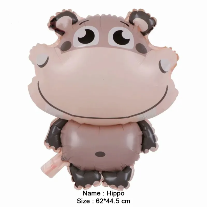 Jungle Cartoon Animal Balloon Rabbit Fox Penguin Hippo Tiger Crocodile Alluminum Foil Balloon Zoo Party Children's Toy