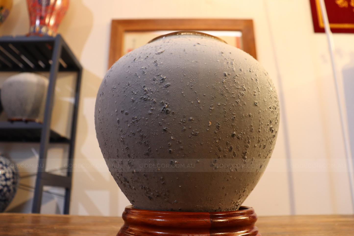 38cm Tall Artificial Flower Arrangement Realistic Magnolia In Short Grey Ombre Vase (ARAI1)