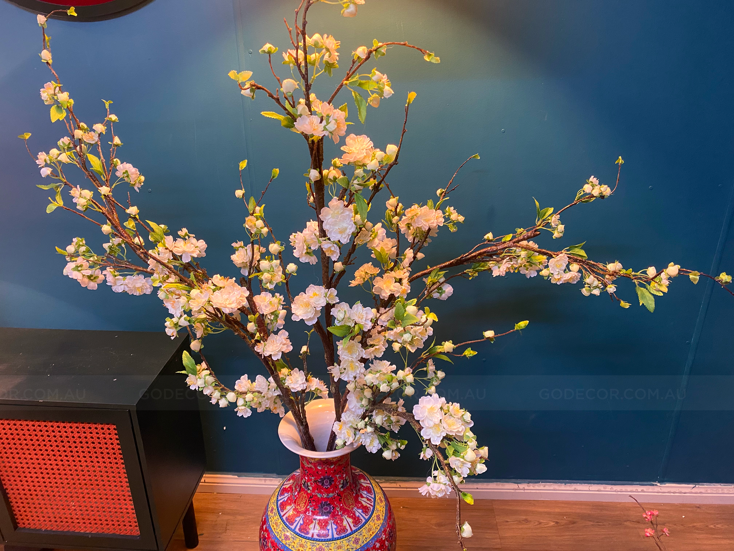1.6M Artificial Flowers Arrangement Plum Blossom in Chinese Pattern Vase (ARBC2)