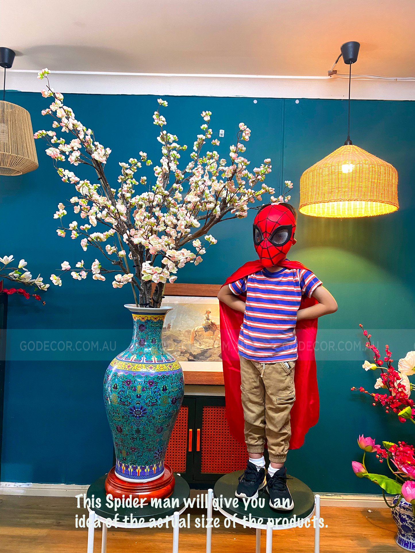 1.6m Tall Artificial Flowers Arrangement Plum Blossom In Giant Floor Vase (GV04)