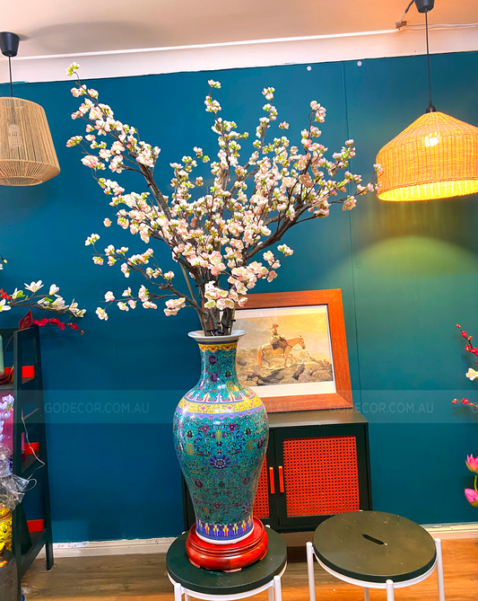 1.6m Tall Artificial Flowers Arrangement Plum Blossom In Giant Floor Vase (GV04)