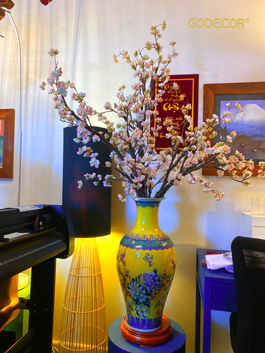 1.6m Tall Artificial Flowers Arrangement in Chinese Pattern Vase (GV01)