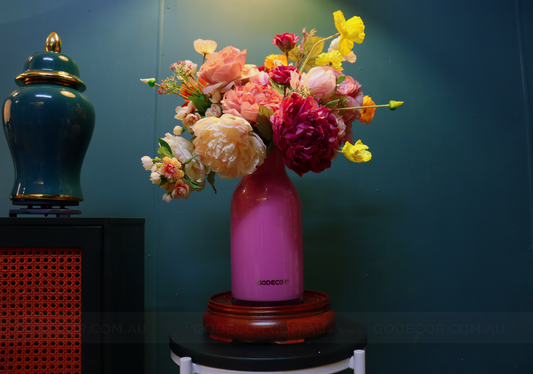 69CM Tall Arrangement Boutique Of Artificial Flowers In Hotpink Glass Vase (ARBO1)