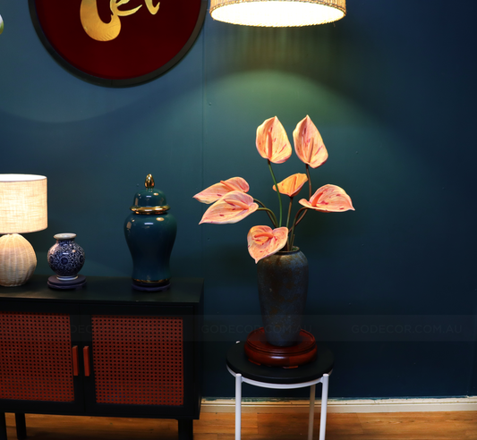 77CM Tall Artificial Flower Arrangement Orange Flamingo Flowers In Vase (ARBP1)