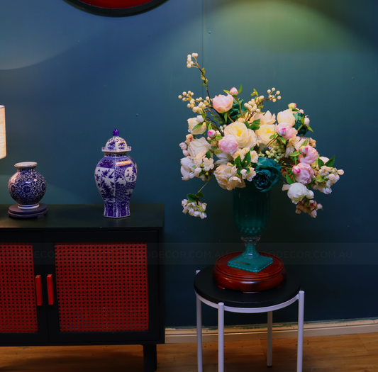 74CM Tall Arrangement Boutique Of Artificial Flowers In Jade Glass Vase (ARBS2)
