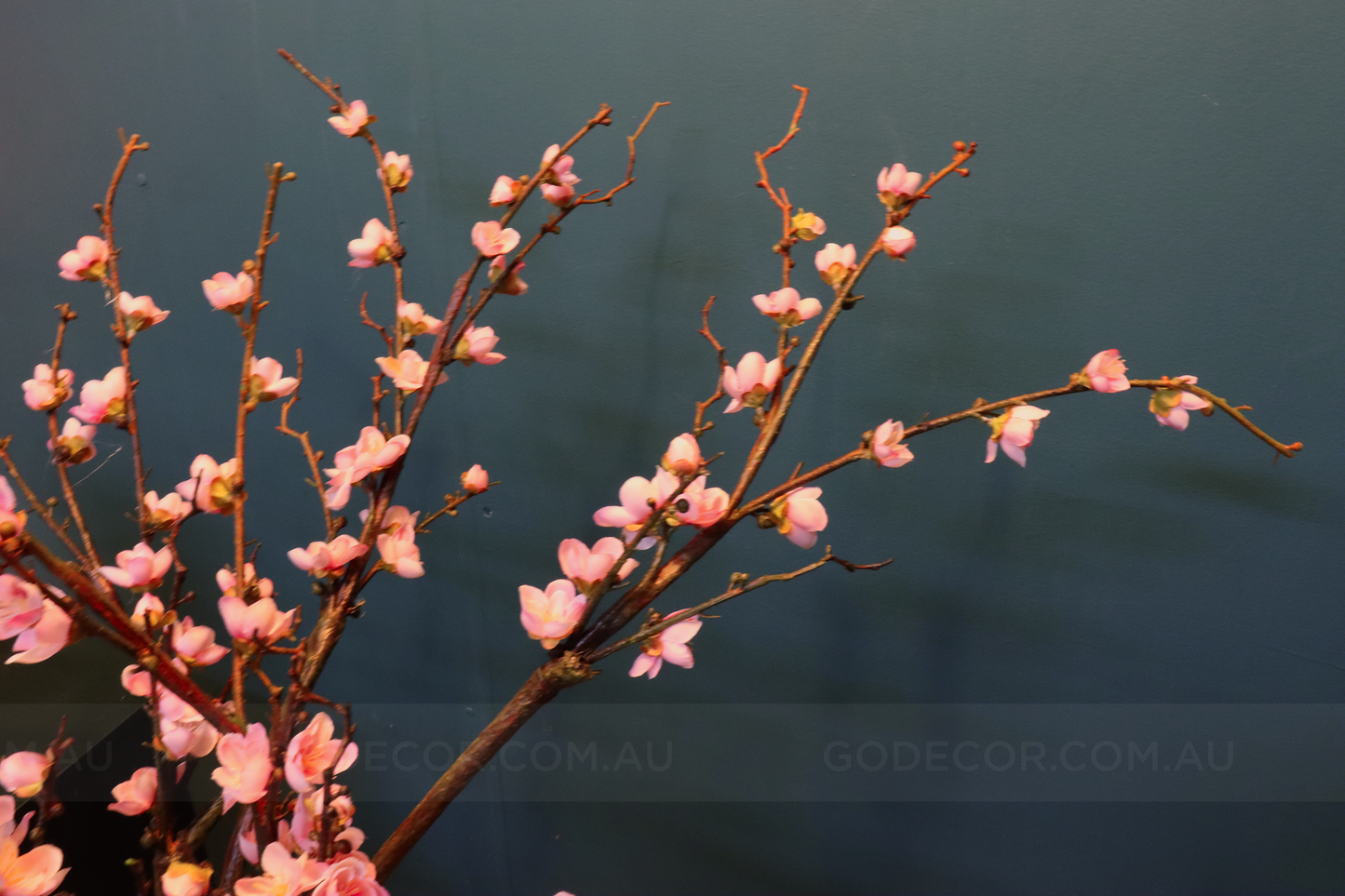 75CM Tall Artificial Flowers Arrangement Peach Blossom In Grey Ombre Vase (ARBE1)