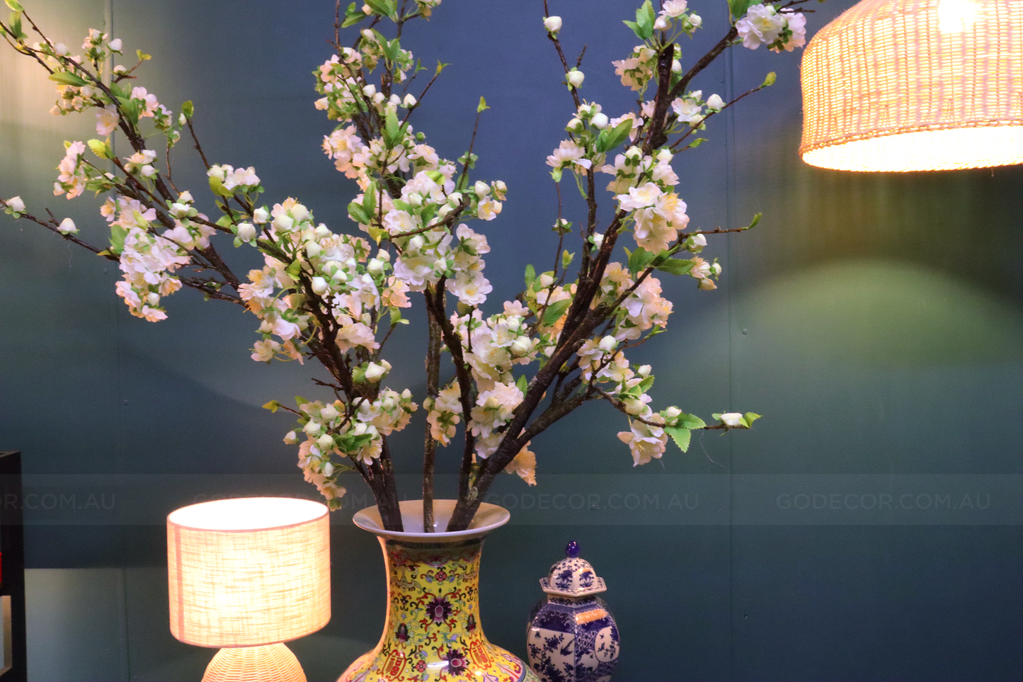 1.6M Tall Artificial Flowers Arrangement Plum Blossom in Chinese Pattern Vase(ARBC1)