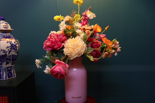 62CM Tall Arrangement Boutique Of Artificial Flower In Pink Glass Vase (ARCL1)