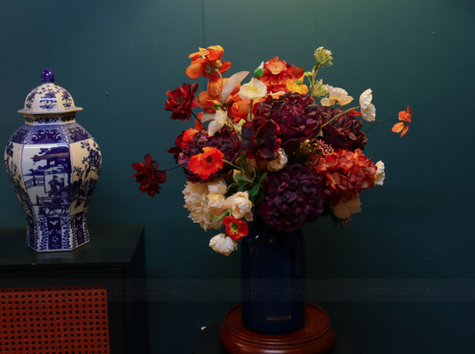 61CM Tall Arrangement Boutique Of Artificial Flower In Navy Glass Vase (ARBZ1)