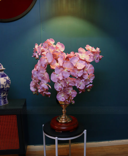 73CM Tall Artificial Flowers Arrangement Blush Orchids In Metal Vase (ARBR1)