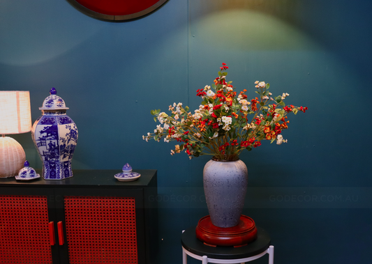 68CM Tall Artificial Flower Arrangement Boutique Of Colourful Mini Rose In Grey Ombre Vase (ARAH1)