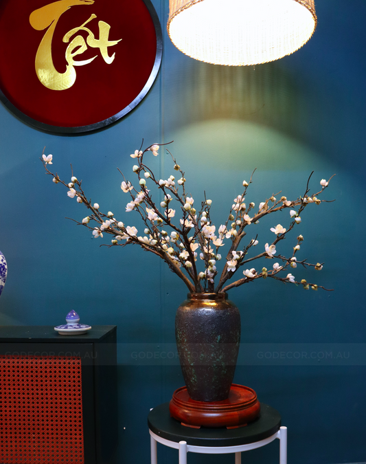 Artificial Flower Plum Blossom In Vase (ARCU1)