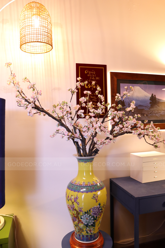 Extra Large Artificial Flower Arrangement Plum Blossom In Ceramic Vase (ARBC5)