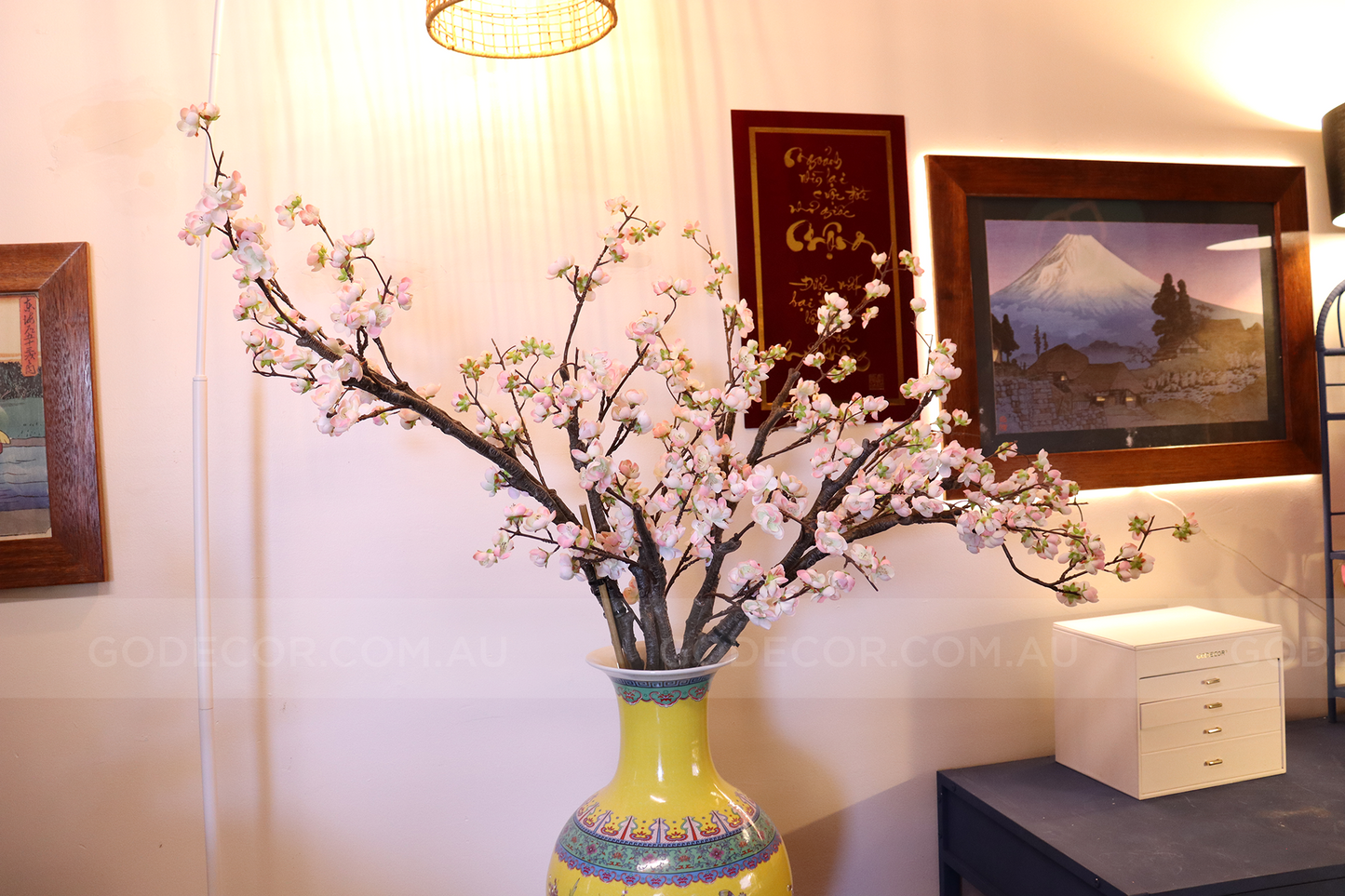 Extra Large Artificial Flower Arrangement Plum Blossom In Ceramic Vase (ARBC5)
