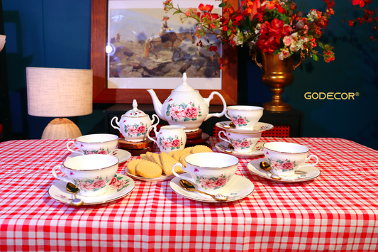 21 Pcs England Vintage Top Grade Tea Set Rose Patterns