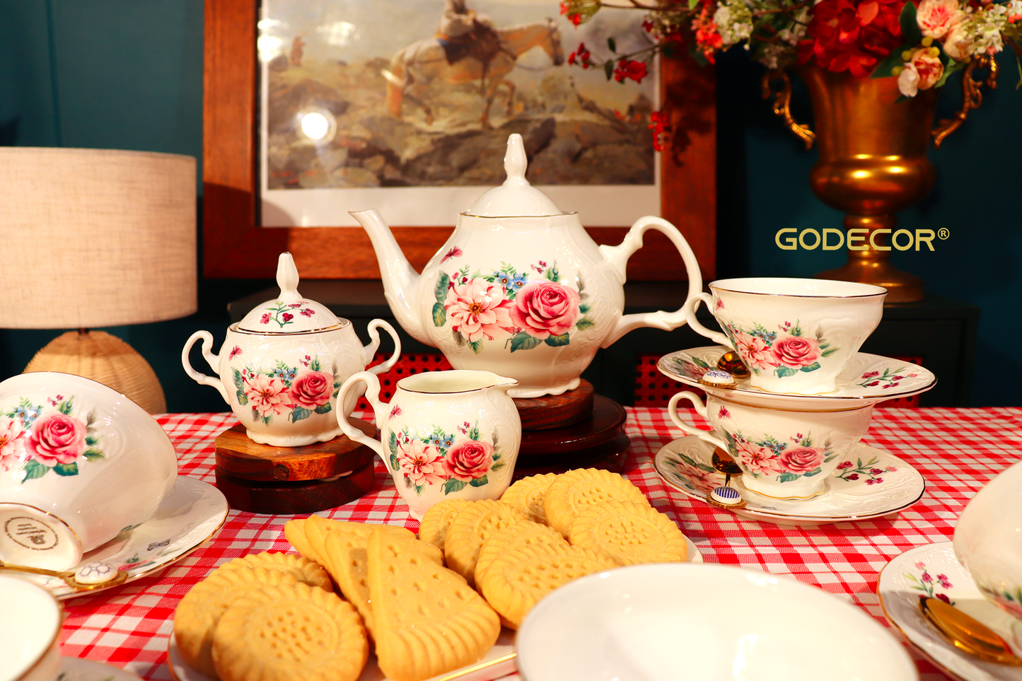21 Pcs Vintage England Tea Set Top Grade Ceramic