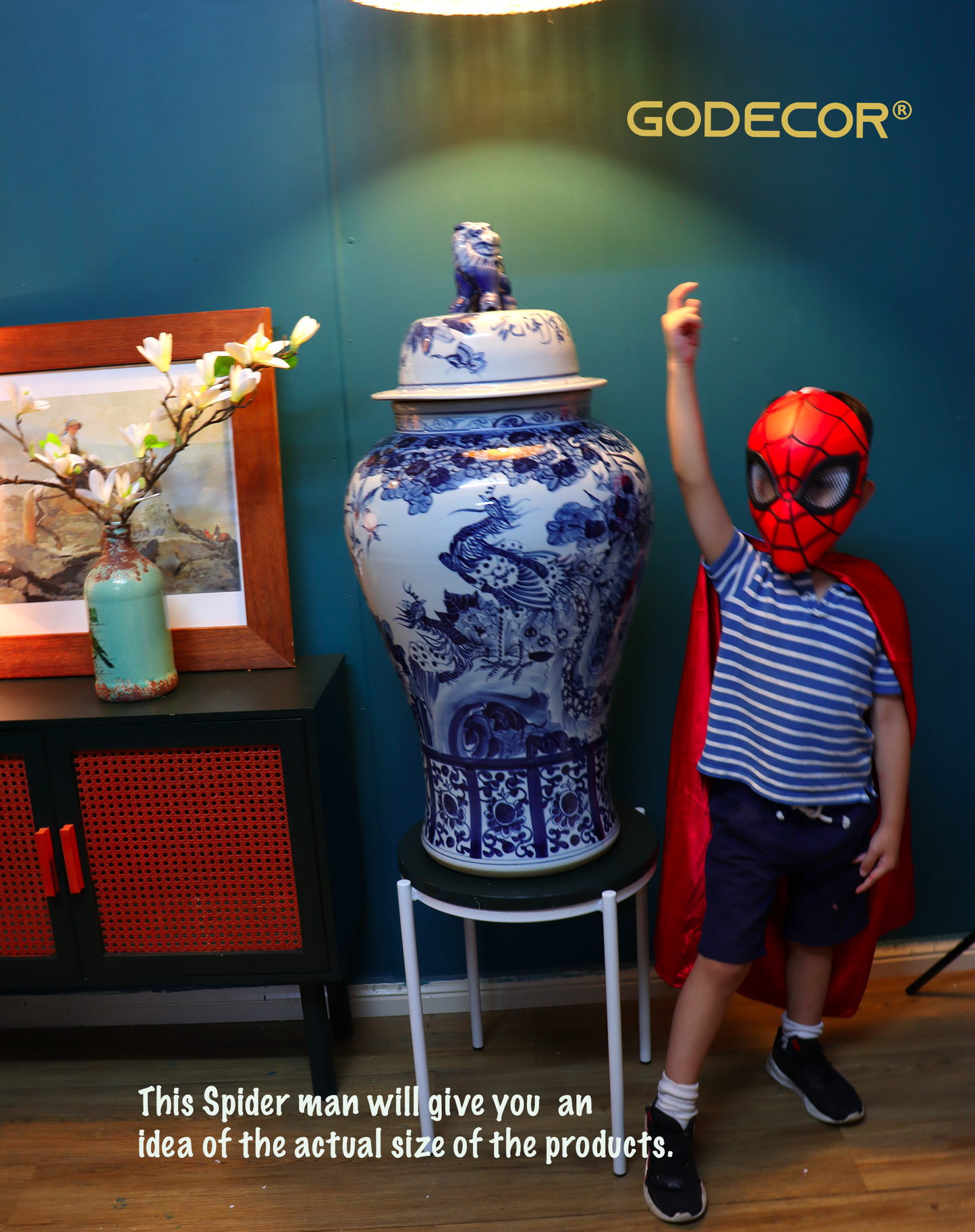 90 cm tall Giant Lion Oriental Jar