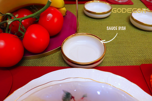 6 Pcs Gold Rim Sauce Dishes In White