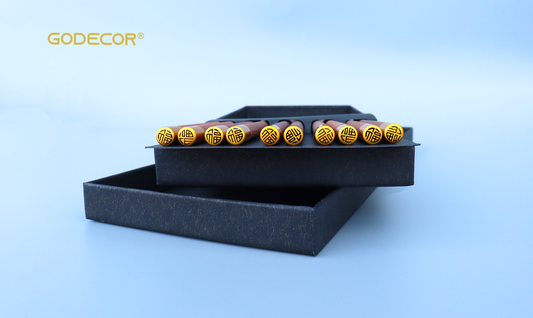 5 Pairs Luxury Red Wood Chopsticks With Round Gold Heads