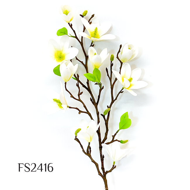 6 Heads Silk Magnolia Flower Artificial Bouquet Wedding Home Vase Floral Arrangement Table Decor Living Room Photo Props (FS2416)