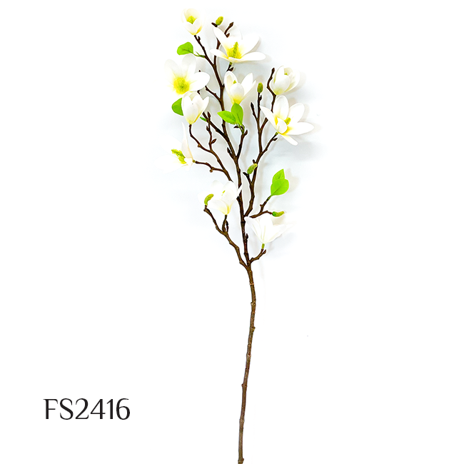 6 Heads Silk Magnolia Flower Artificial Bouquet Wedding Home Vase Floral Arrangement Table Decor Living Room Photo Props (FS2416)