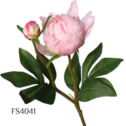 Artificial 2 Heads Peony Branch With Leaves Wedding Floral Garden Decor (FS4031)
