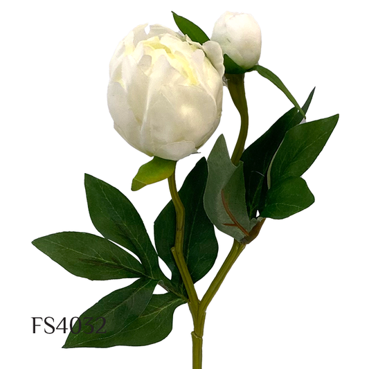 Artificial 2 Heads Peony Branch With Leaves Wedding Floral Garden Decor (FS4032)