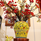 50CM Tall Artificial Flower Arrangement Berry Branches In Yellow Chinese Pattern Jar (ARAA3)