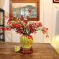 50CM Tall Artificial Flower Arrangement Berry Branches In Yellow Chinese Pattern Jar (ARAA3)