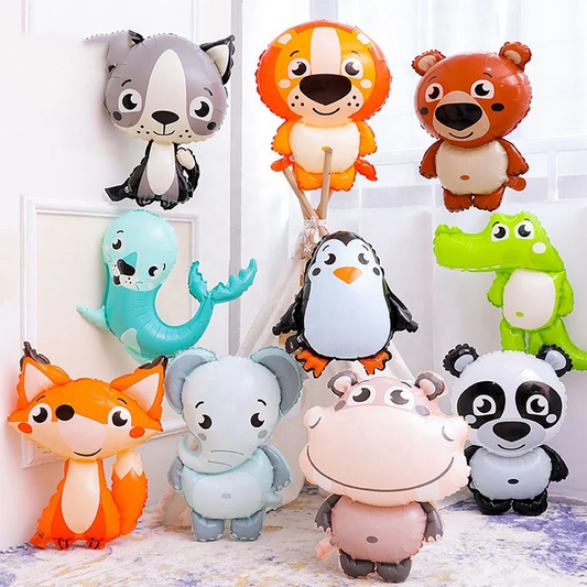 Jungle Cartoon Animal Balloon Rabbit Fox Penguin Hippo Tiger Crocodile Alluminum Foil Balloon Zoo Party Children's Toy
