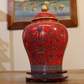 50CM Tall Artificial Flower Arrangement Berry Branches In Yellow Chinese Pattern Jar (ARAA3)