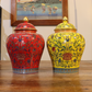 50CM Tall Artificial Flower Arrangement Berry Branches In Yellow Chinese Pattern Jar (ARAA3)