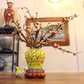 50CM Tall Artificial Flower Arrangement Realistic Plum Blossom In Yellow Chinese Pattern Jar (ARAA1)