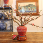 50CM Tall Artificial Flower Arrangement Plum Blossom In Red Chinese Pattern Jar (ARAA5)