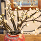 50CM Tall Artificial Flower Arrangement Plum Blossom In Red Chinese Pattern Jar (ARAA5)