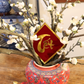 50CM Tall Artificial Flower Arrangement Plum Blossom In Red Chinese Pattern Jar (ARAA5)