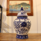 81CM Tall Artificial Flower Arrangement Berry Branches In White & Blue Pattern Ginger Jar(ARBL1)