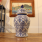 Extra Large Arrangement Artificial Flower Realistic Lotus In Blue & White Pattern Jar (ARCQ1)