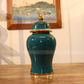 Gold Pattern Ocean Green Ginger Jar (GJC1)