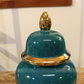 Gold Pattern Ocean Green Ginger Jar (GJC1)