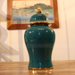 Gold Pattern Ocean Green Ginger Jar (GJC1)