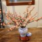 52CM Tall Artificial Flower Arrangement Plum Blossom In White & Blue Pattern Jar (ARAS1,2)
