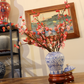 52CM Tall Artificial Flower Arrangement Plum Blossom In White & Blue Pattern Jar (ARAS1,2)